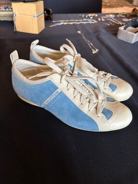 Louis Vuitton Light Blue and Cream Suede Lace-Up Women's Sneakers